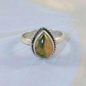 Jasper Ring in Sterling Silver Size 9-1/4
